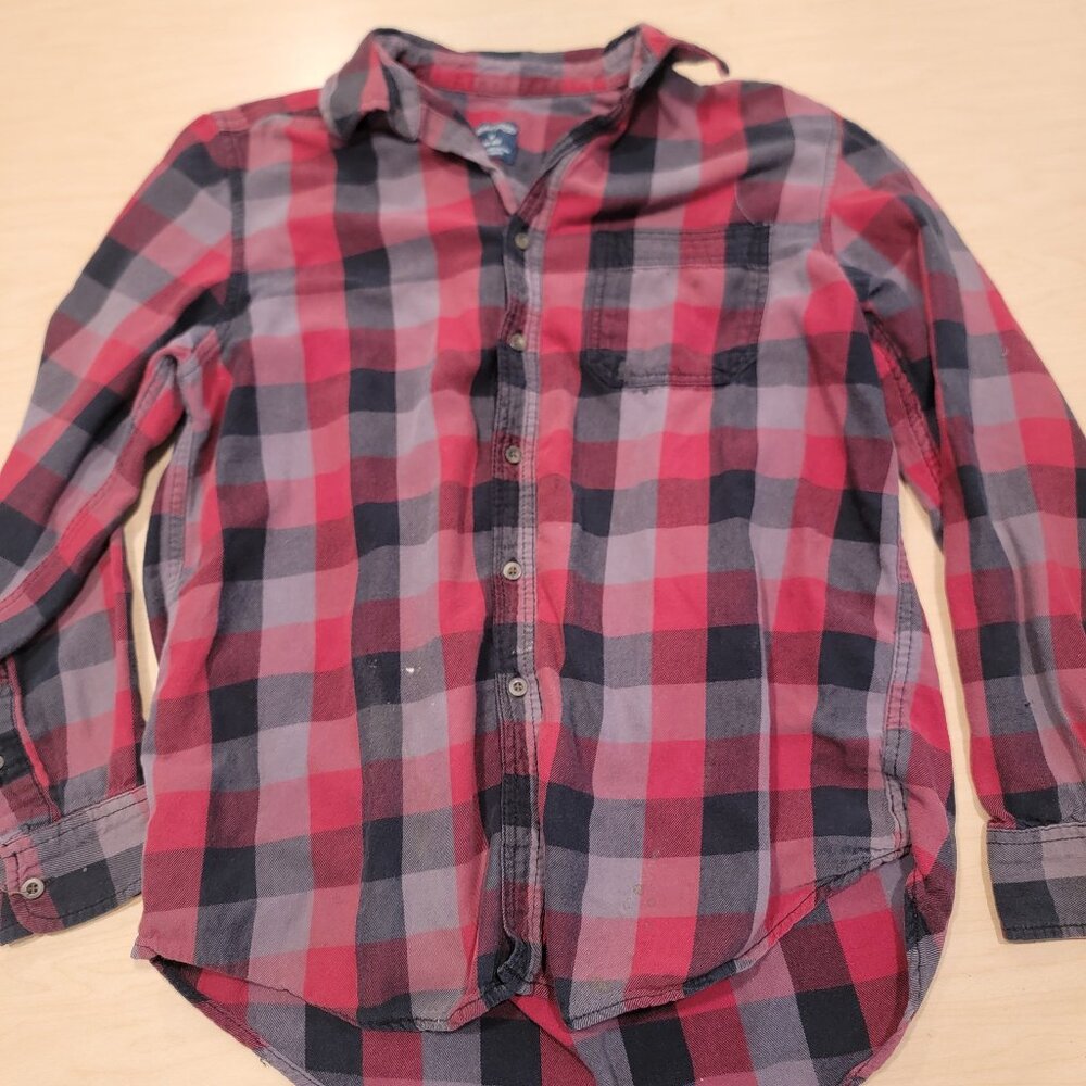 Faded Glory Red Black Gray Flannel Shirt Medium